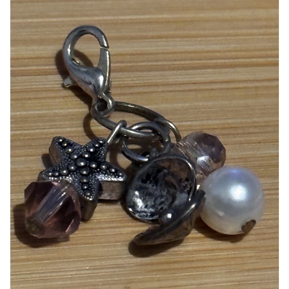 Vintage Sterling Silver 925 Multi Cluster Beach Ocean Starfish Pearl Charms